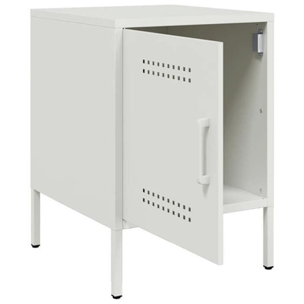 Sæt med 2 natborde med skab med dør 36 x 39 x 50,5 cm hvidt stål DEC034866 Vit