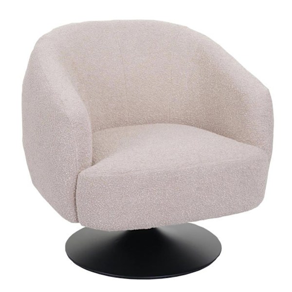 Kahvilatuoli cocktail pyörivä tuoli ekstra suuri boucle-kangasta kerma beige ja metalli 04_0006850 Beige