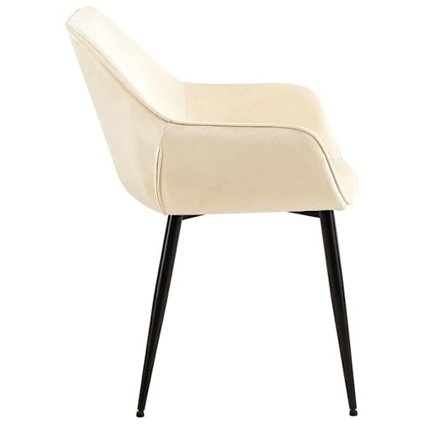 Set med 2 stolar i modern design för matplats i cremefärgad sammet och svarta metallben 10_0001584 Grädde