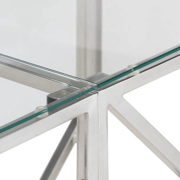 Konsolbord indgangsmøbel stue i forkromet rustfrit stål og hærdet glas DEC031613 Silver