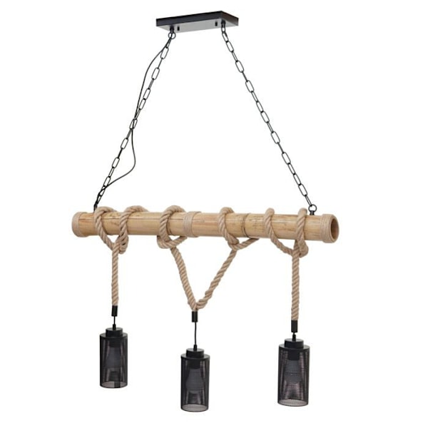 Loftlampe - Vintage - Sort metal - Tube skærm - 3 pærer - Indendørs
