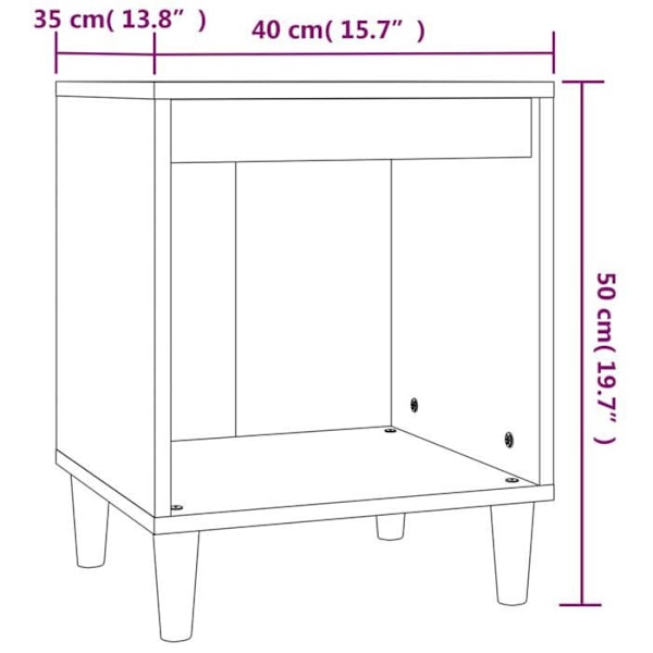 Set med 2 sängbord med öppen förvaringsfack 40 x 35 x 50 cm ingenjörsträ färg ek DEC035245 kastanj