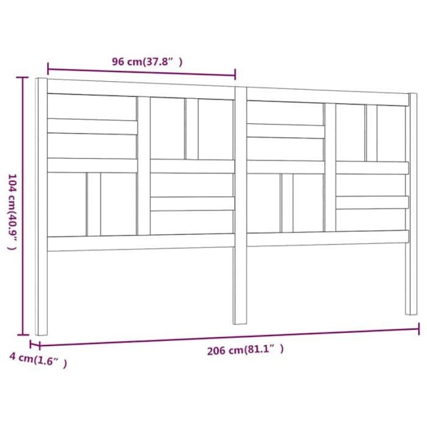 Hovedgærde til seng til soveværelse møbel 206 x 4 x 104 cm hvid fyrretræ TDL0203713
