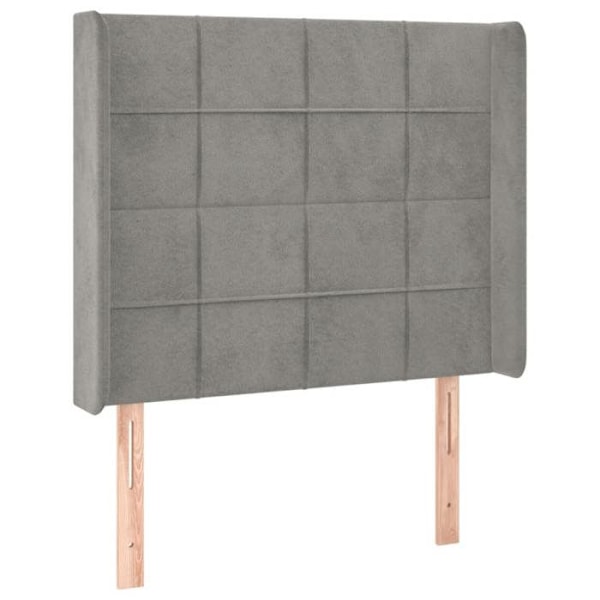 Sengegavl sengelinned soveværelse LED møbel 93 x 16 x 118/128 lys grå velvet