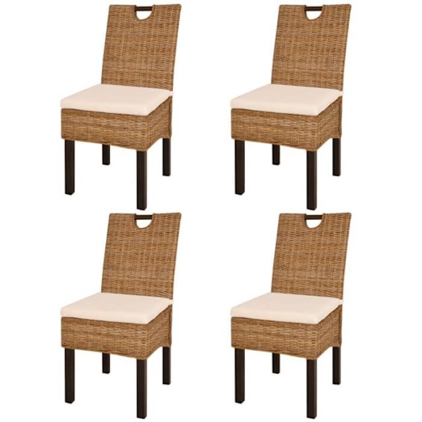 4-pakning matstolar i klassisk design, Kubu rattan, mangoträ