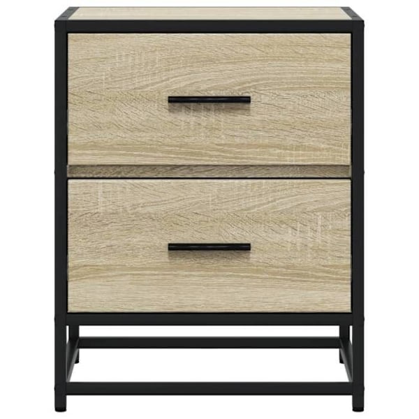 Yöpöytä, jossa on kaksi laatikkoa 40 x 31 x 50 cm, puuliitoksen väri tammi ja teräs DEC033826 kastanj