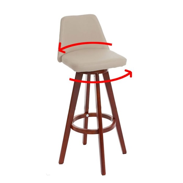 Set med 2 barstolar, snurrande motstånd i PVC cremefärg och trä 04_0007455 kastanj