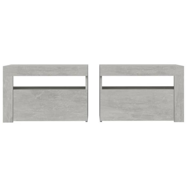 2 kpl yöpöytiä LED-valolla, ovi-jaolla, mitat 60 x 35 x 40 cm, harmaa工程木材 DEC034840 kastanj
