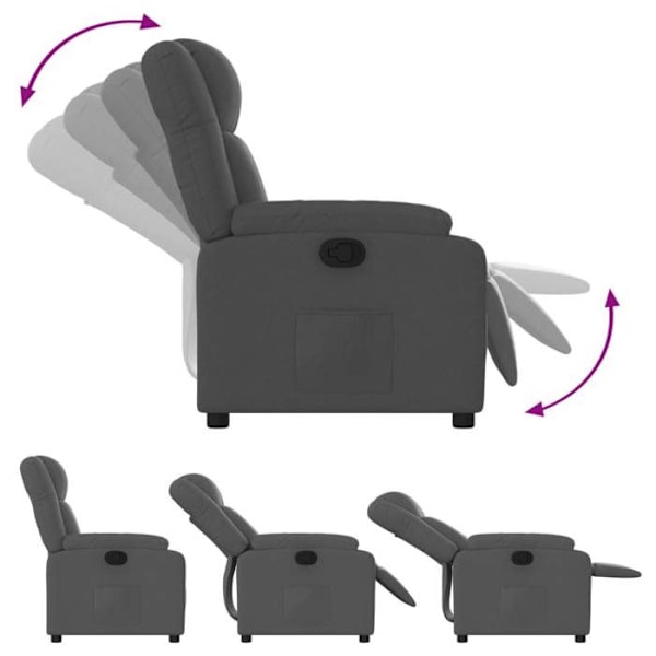 TV-relax-tuoli, mukava pehmustus, manuaalinen kallistusfunktio, tummanharmaa kangas DEC027931 Grå