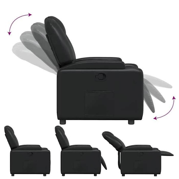 Fauteuil relax TV med komfortabel polstring, manuel vippefunktion i sort PVC DEC028084 Svart