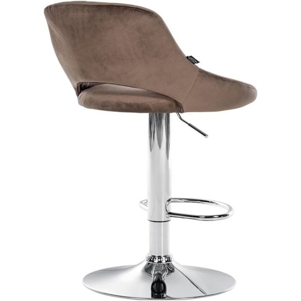 Barstol x1 med drejelig og justerbar fodstøtte i sort velour og metal TDB10816 Metall