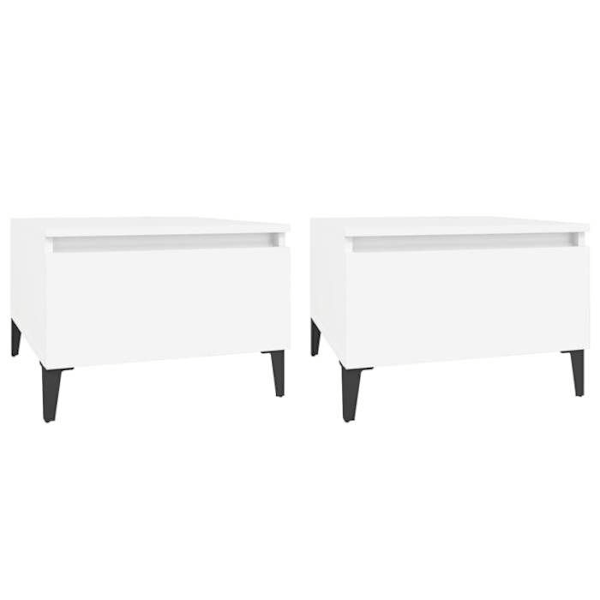 Sæt af 2 sideborde med skuffe 50 x 46 x 35 cm i hvidt ingeniørtræ DEC032615 Vit