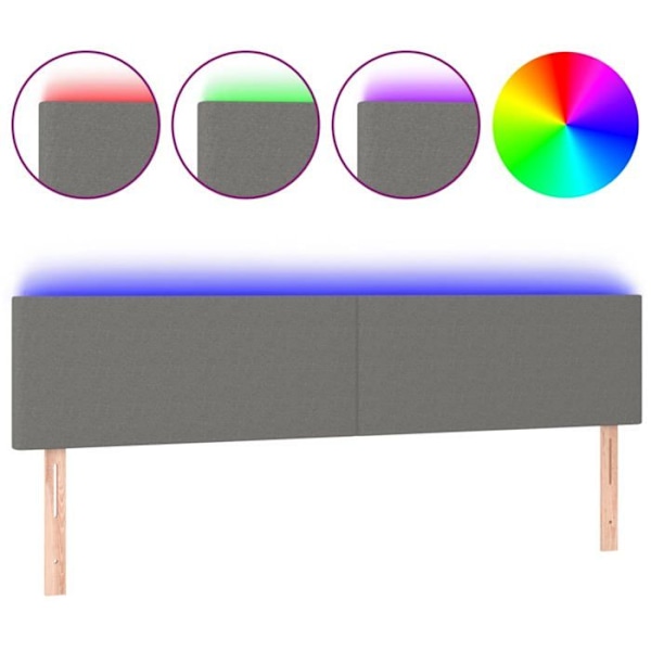 Hovedgærde til seng med LED-møbel 200 x 5 x 78/88 mørkegrå stof