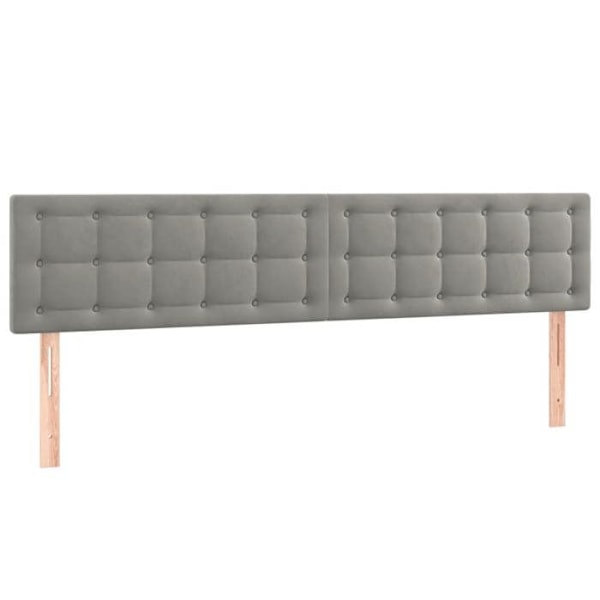 Sänkyyn tarkoitettu seinävarustus LED-valolla 160 x 5 x 78/88 vaaleanharmaata samettia makuuhuoneen huonekalu