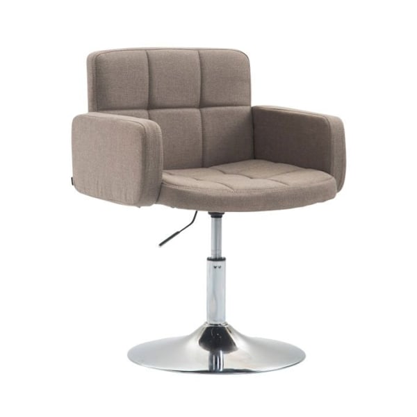 Lounge stol med polstrede armlæn, der kan dreje 360° i taupe farvet stof og krom metal 10_0002811 Metall
