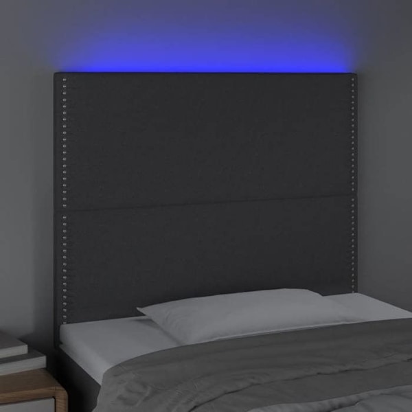 Sengehoved til soveværelse med LED-møbler 90 x 5 x 118/128 cm mørkegråt stof TDL0201007 Grå