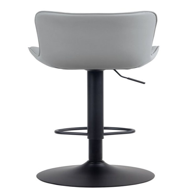 Barstol x1 dekorative syninger, trompetfod, justerbar højde, sort metal, grå PVC sæde 10_0004858 Grå