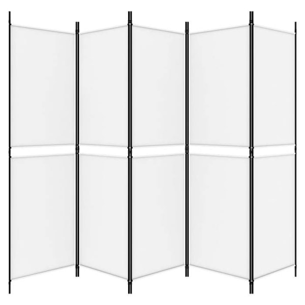 Paravent separator til rum skillevæv 5 paneler 250 x 180 cm hvidt stof og jern DEC030946 Vit