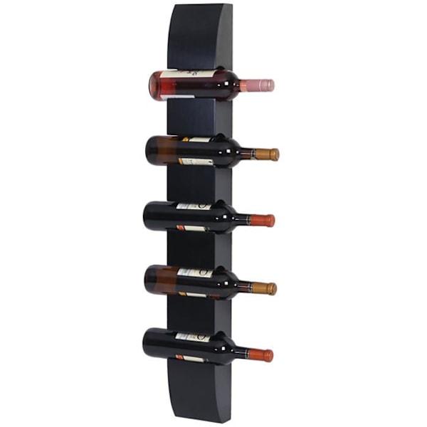 Flaskeholder vægmonteret flaskeholder, til 5 flasker 99x13x9cm sort 04_0002519 Svart