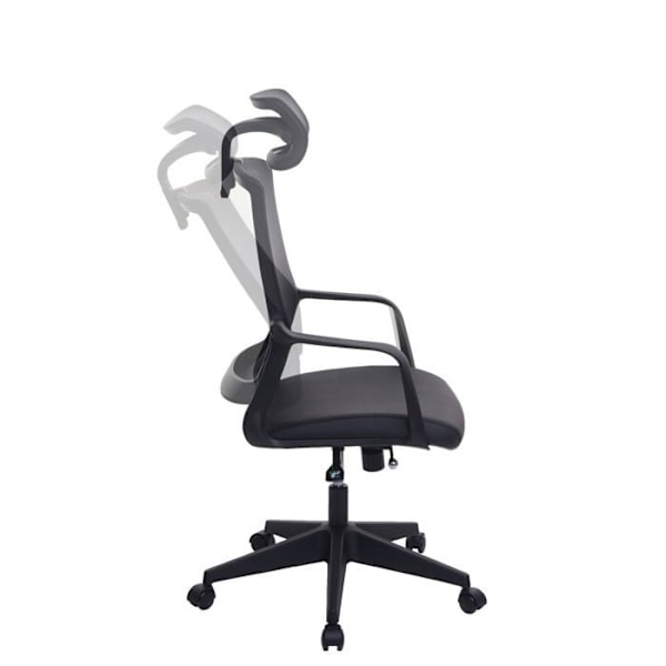 Kääntyvä toimistotuoli, ergonominen niska-tuki, synteettinen ja musta mesh-kangas