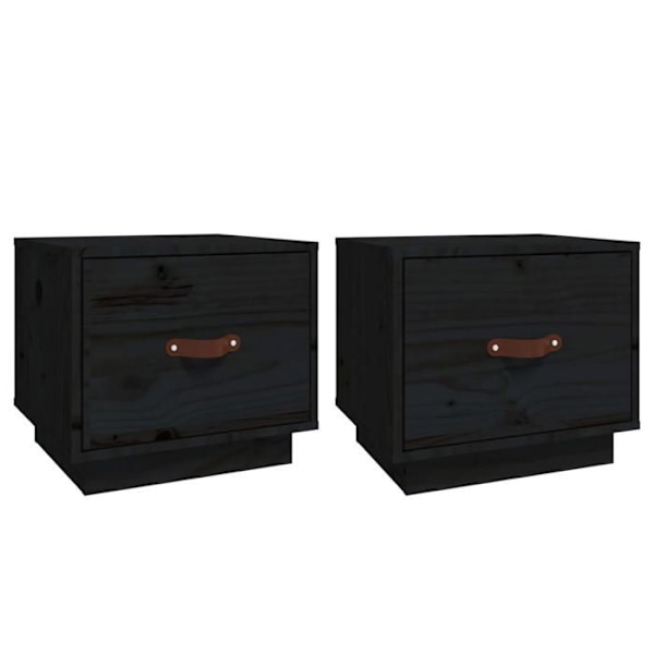 2 kpl yöpöytiä, joissa on laatikko 40 x 34 x 35 cm musta mänty DEC035522 kastanj