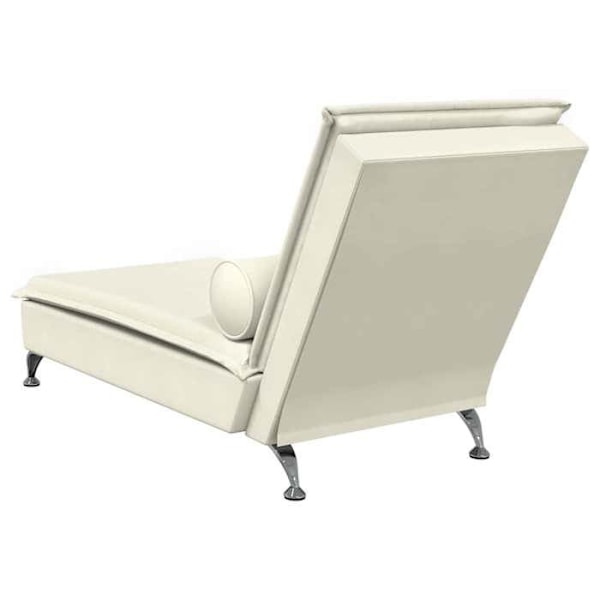 Meridienne chaise longue til indendørs massage med cremevelourpude DEC026145 Grädde