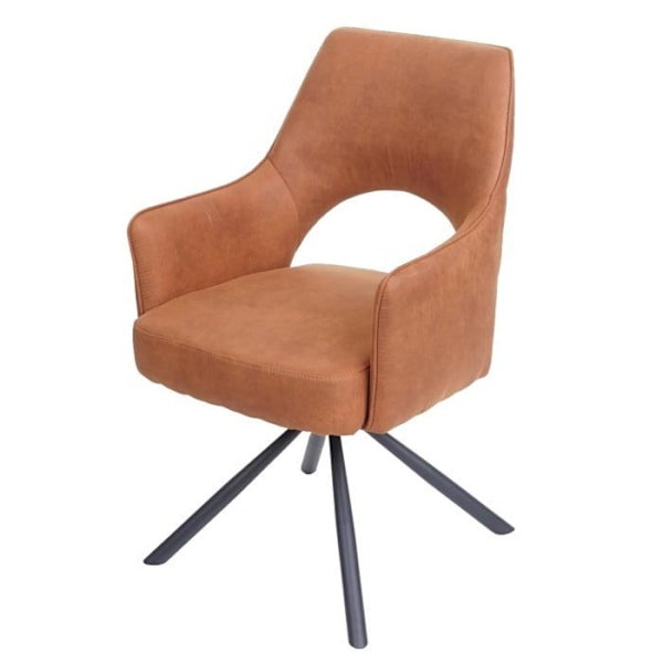 Brown suede look fabric swivel dining chair 04_0006333 kastanj