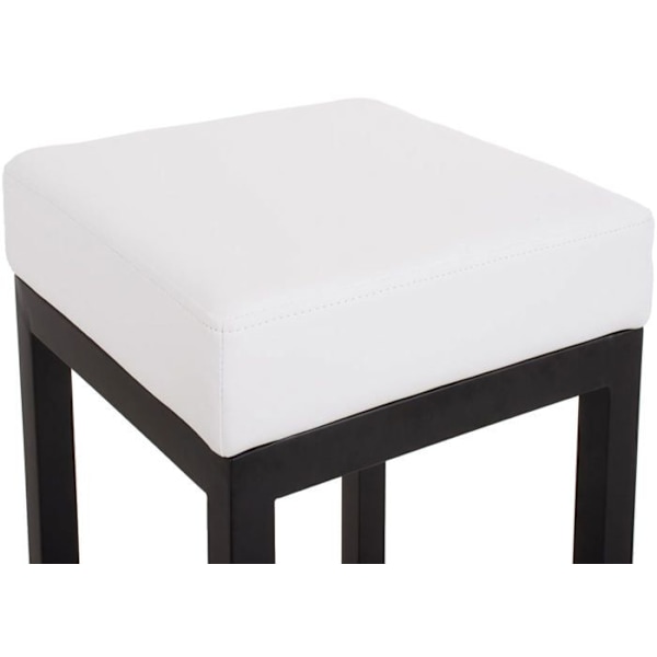 Barstol x1 med enkel fodrest design, siddehøjde 85 cm i hvid PVC og støtte i sort metal 10_0005412 Vit
