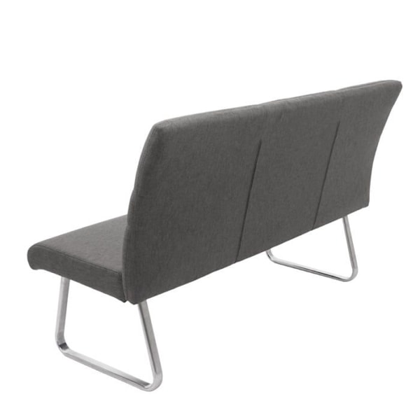 Set med 4 matstolar + bänk 160 cm i gråbrun tyg och rostfritt stål 04_0007588 Grå