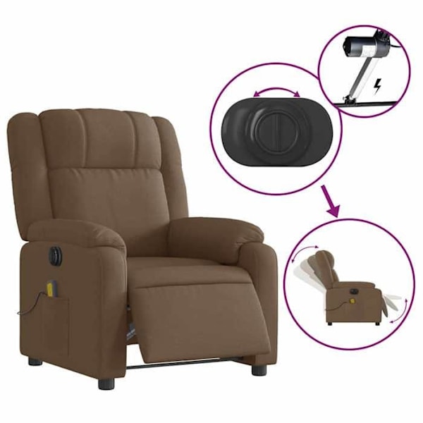 Relaxationsstol med elektrisk vippefunktion og 6 massagepunkter i brun stof DEC027794 kastanj
