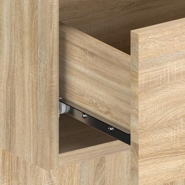 Væghængt natbord med skuffe 48,5 x 32,5 x 80 cm i ingeniørtræ i eg farve DEC034279 kastanj