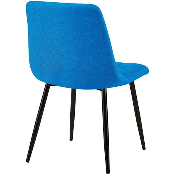 Spisestol x1 med dekorative firkantede syninger i turkist stof og sort metal 10_0002144 Metall