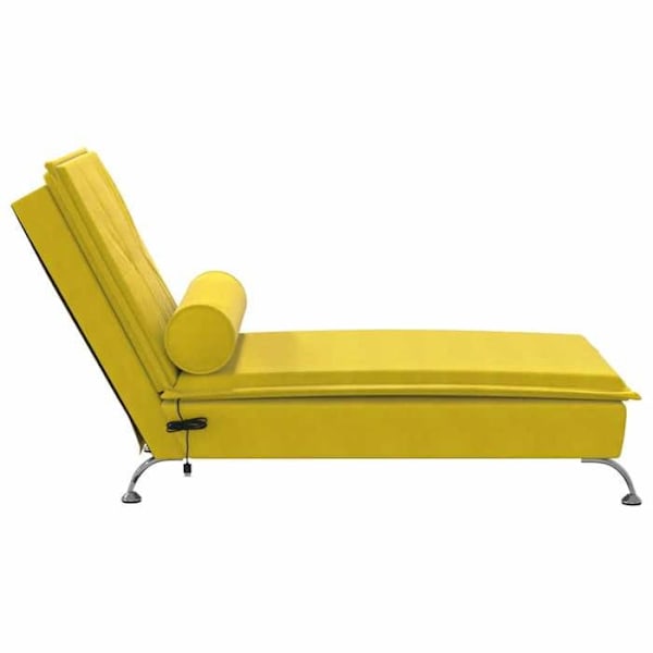 Meridienne chaise longue för inomhusmassage med kudde i gul sammet DEC026153 Gul