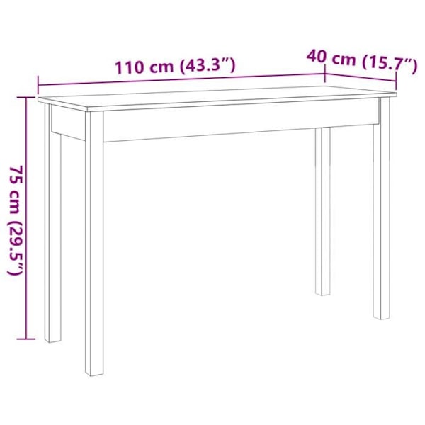 Bordskonsol med funktionell och stil 110 x 40 x 75 cm massiv furu DEC032047 kastanj