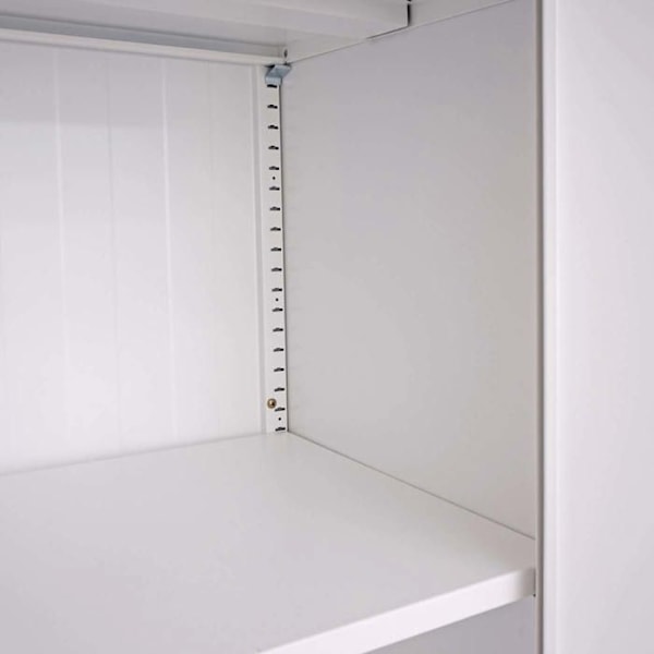 Toimistoarkku, hyllykkö, jossa on 2 lukittavaa metalliluukkua, valkoinen, 140x90x40 cm 04_0001472 Vit