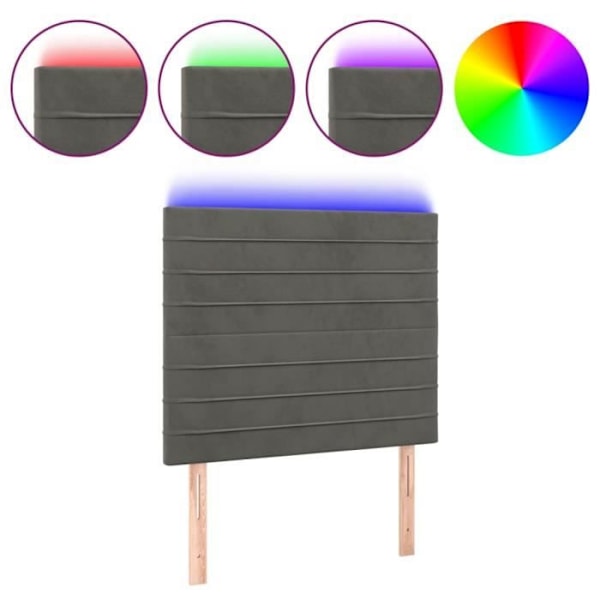 Hovedgærde - Ikke specificeret - 90x5x118/128 cm - Mørkegrå velour - Integreret LED - Moderne design Mörkgrå