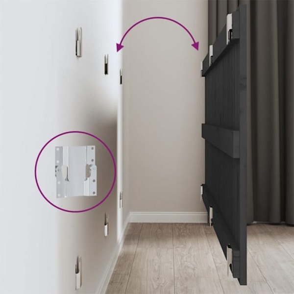 Sengegavl tilbehør til soveværelse vægmonteret møbel i paletstil 147 x 3 x 60 massivtræ grå