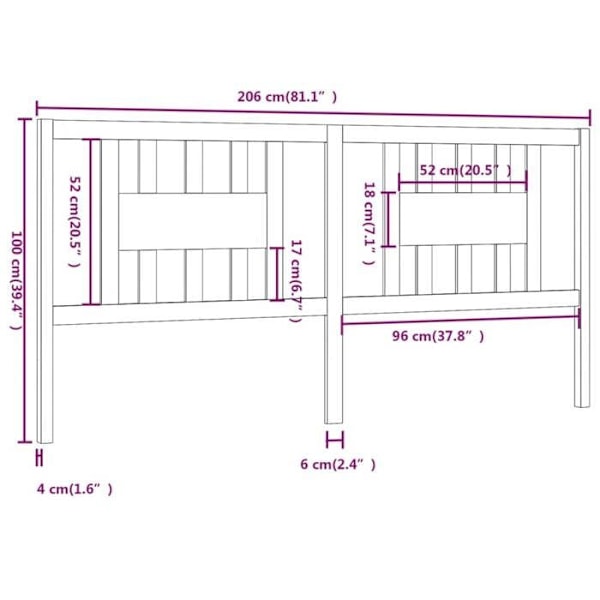 Hovedgærde til seng til soveværelse møbel 206 x 4 x 100 cm grå fyrretræ TDL0203323