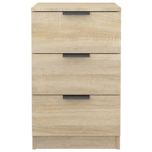 Sæt af 2 natborde med 3 skuffer 40 x 36 x 65 cm ingeniørtræ i egetræsfarve DEC035266 kastanj