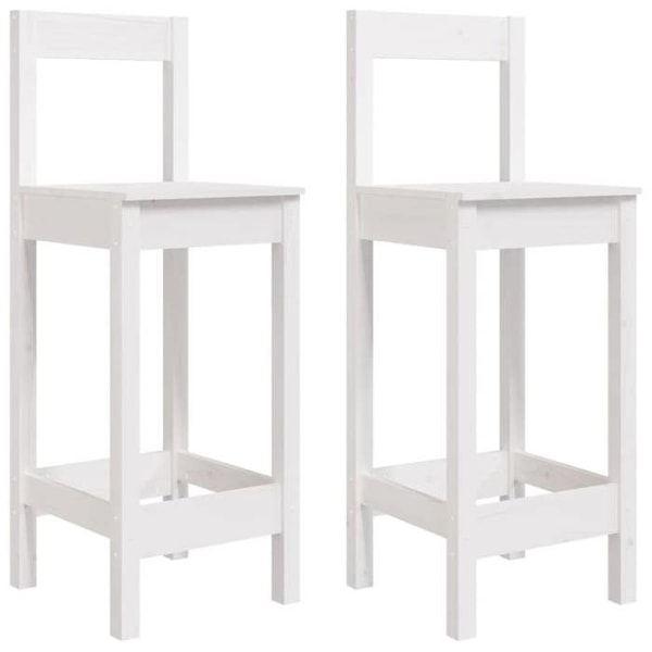 Set om två designade rustika barstolar 40 x 41,5 x 112 cm i vit furuträ DEC025183 Vit