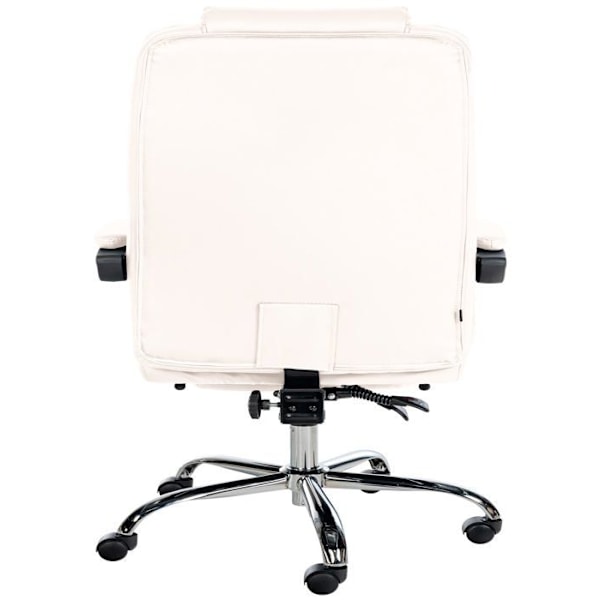 Ergonominen työtuoli, joka on runsaasti pehmustettu, valkoisella PVC-jalkatuella ja kromimetallilla 10_0002569 Vit