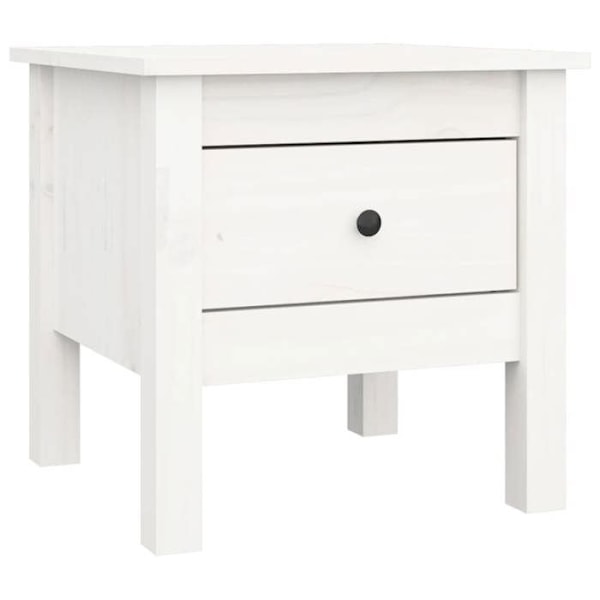 Sengebord med skuffe 40 x 40 x 39 cm hvidt fyrretræ DEC032348 Vit
