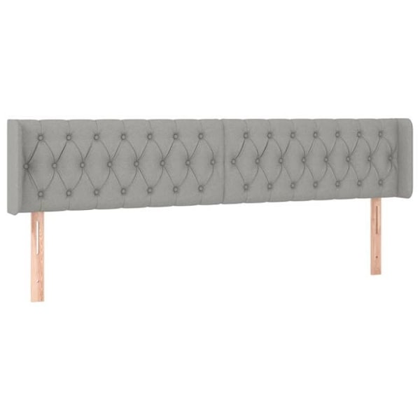 Hovedgavl til seng, møbel med polstring og sidekant 183 x 16 x 78/88 lys grå stof