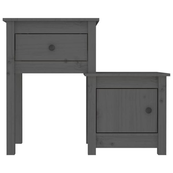 Sæt med 2 natborde med skuffe og rum med dør 79,5 x 38 x 65,5 cm grå fyrretræ DEC035337 kastanj