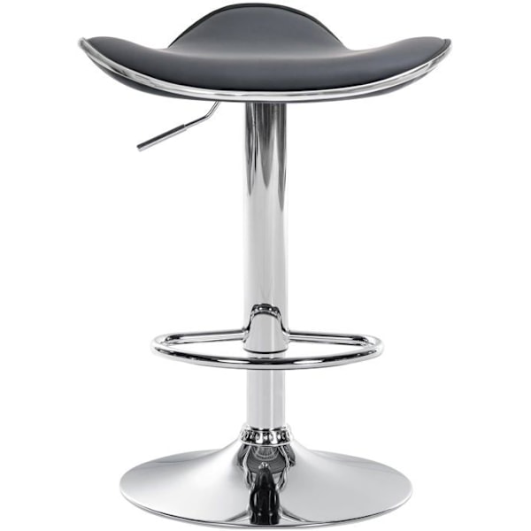 Barstol x1 ergonomisk sits i grå PVC med fot i trumpetform i metall med kromfinish 10_0005381 Grå