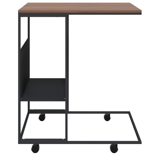 C-formad sidobord på hjul med hylla 55 x 36 x 63,5 cm svart ingenjörsträ DEC031301 kastanj