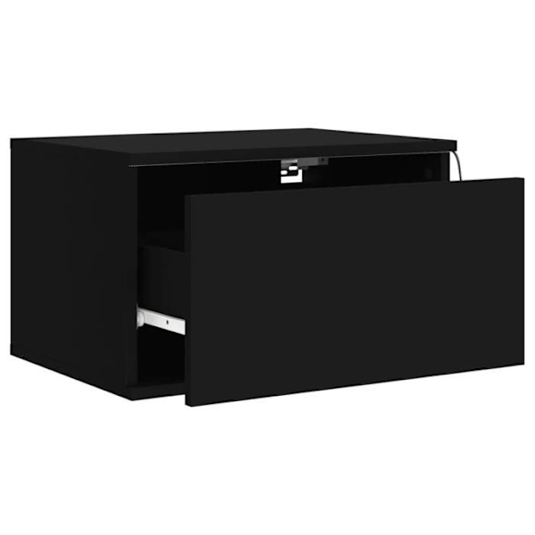 Sæt med 2 væghængte natborde med LED-lys og skuffe 50 x 36 x 30 cm i sort ingeniørtræ DEC036160 kastanj