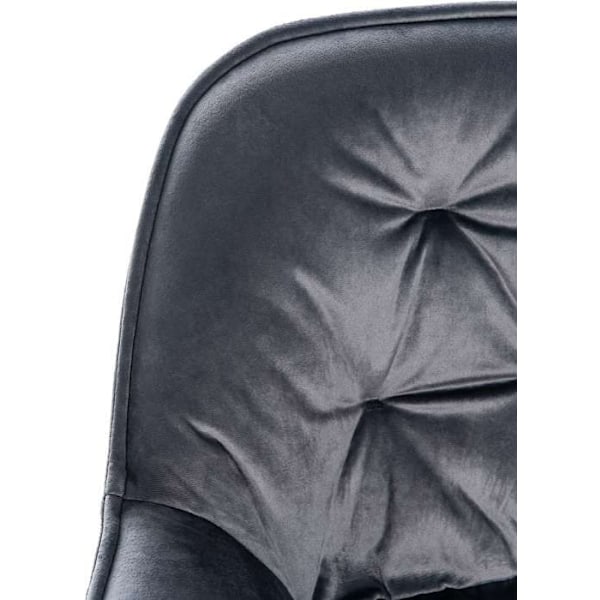 Barstol hög x1 sitskuddseffekt tufted i mörkgrå sammet och svart metall 10_0004892 Grå
