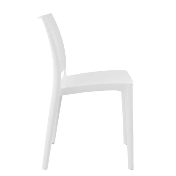 Hvid plast have stol med enkelt design, stabelbar