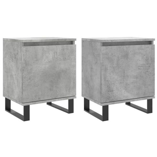 Sæt af to natborde med skab med dør 40 x 30 x 50 cm grå ingeniørtræ DEC035356 kastanj